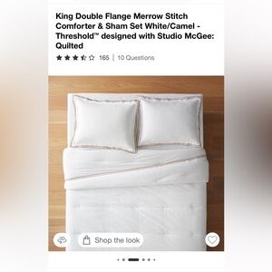 King Bed White Comforter Quilt Brown Trim Threshold Target Studio McGee